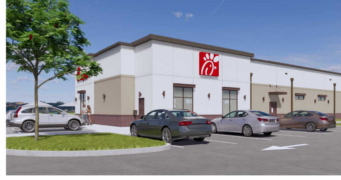 An illustration shows proposed plans for the new Chick-Fil-A restaurant coming to 4030 Cordata Parkway in Bellingham, Wash.