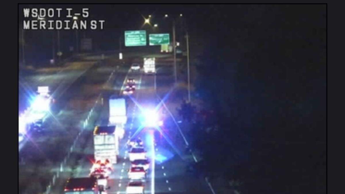 Both directions of Interstate 5 were closed near Meridian Street in Bellingham for a crash Tuesday, Jan. 7.