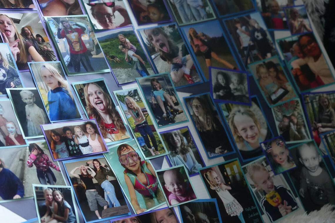 A collage made by friends and family features photos of Keilly Rose Byrd-Purtel’s childhood.