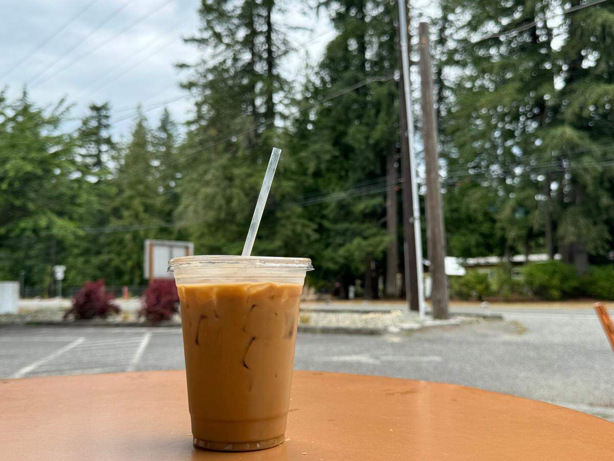An iced honey pistachio latte from Joe’s Fine Coffee at 7463 Mt Baker Hwy Suite A on Wednesday, July 24, 2024.