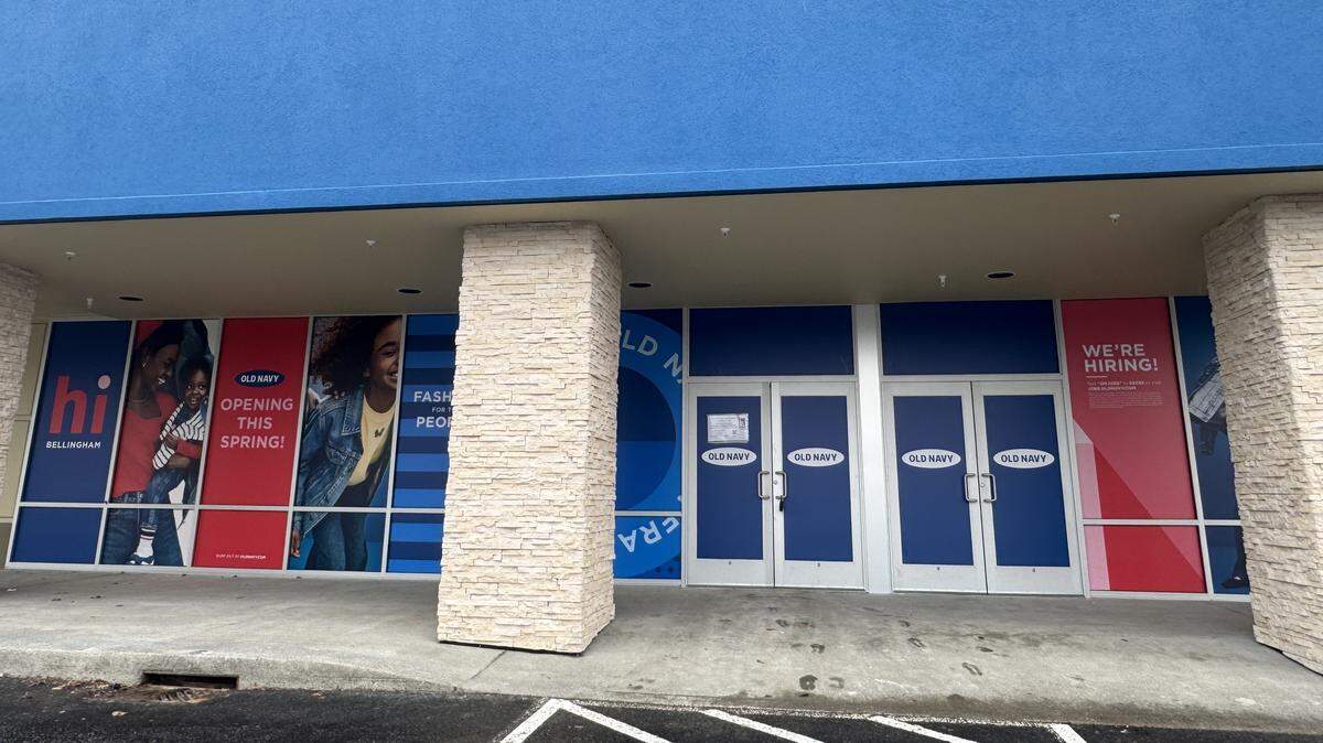 The entrance of a new Old Navy store at the Cordata Center at 4253 Meridian St. in Bellingham, Wash.