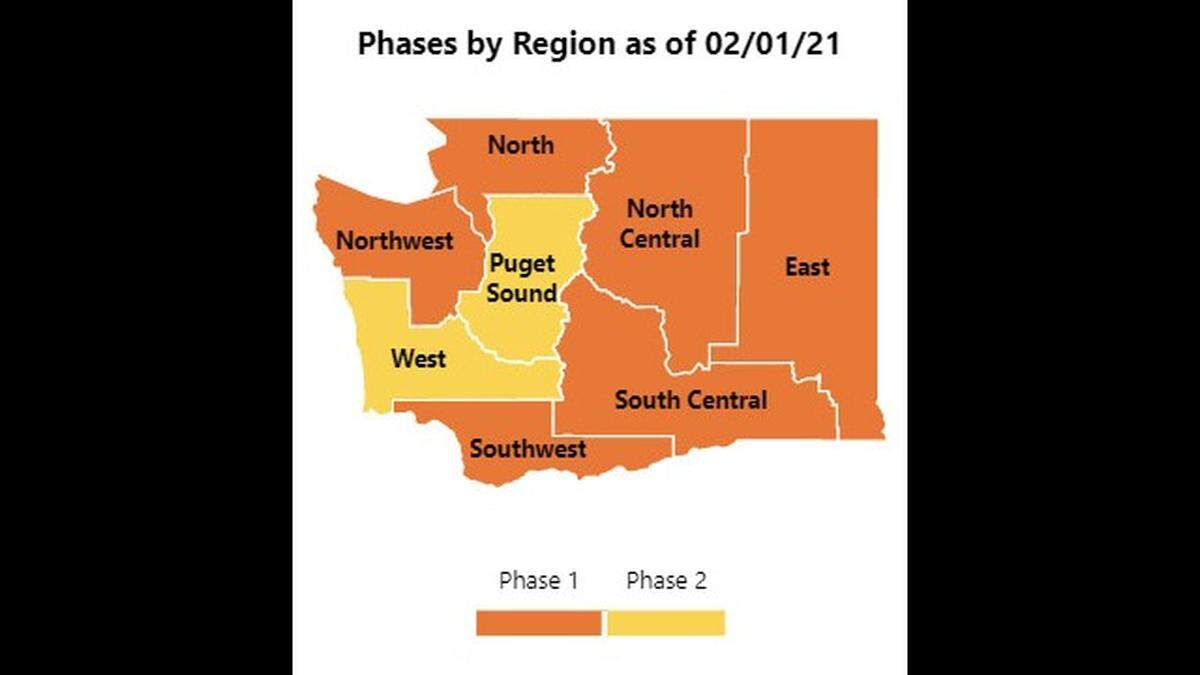 “Healthy Washington” phases as of Feb. 1, 2021.