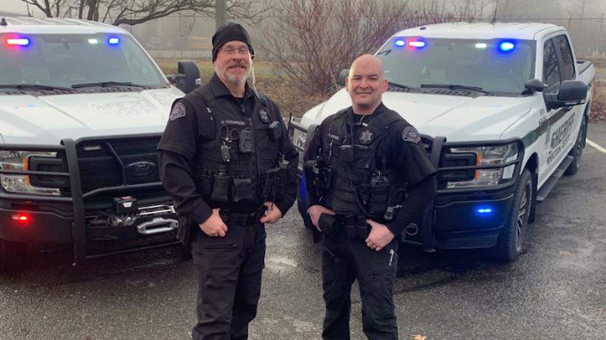 Deputy Jason Thompson, left, and Deputy Ryan Rathbun were recently cleared to return to full active duty, according to a news release on Dec. 22, 2022. The deputies were both shot in the face while responding to a Feb. 10, 2022, dispute between neighbors in Peaceful Valley.