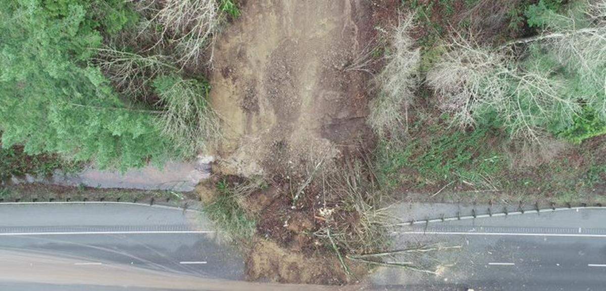 Trees and mud cover northbound lanes of Interstate 5 south of Bellingham after a mudslide Saturday.
