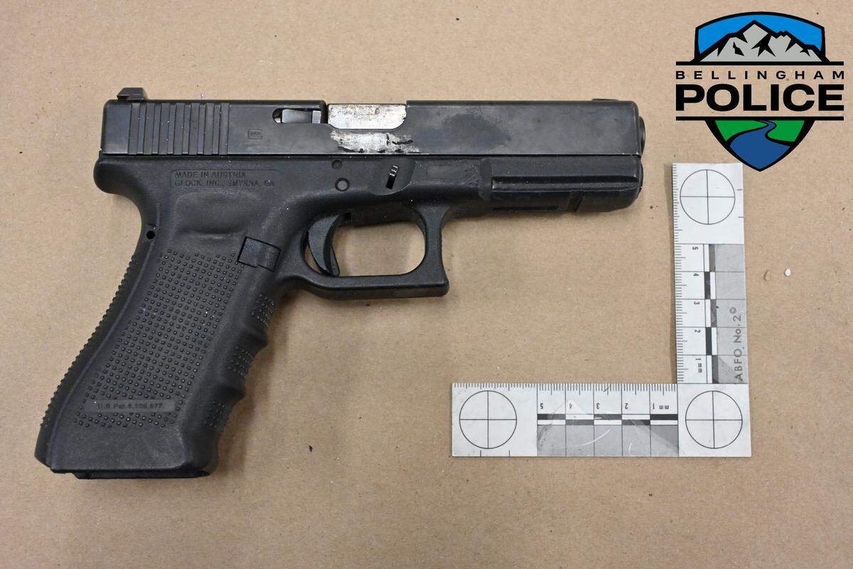 The handgun police say was used to threaten a kidnapping victim who was forced into a white van on May 4 in Bellingham.