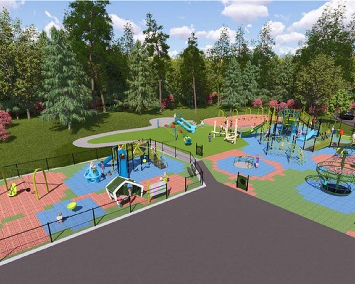 A rendering shows the design of an inclusive playground planned for installation at Geneva Elementary School.