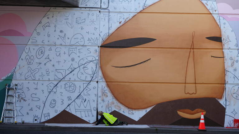 Mural nearly complete along Lakeway Drive heading into downtown Bellingham