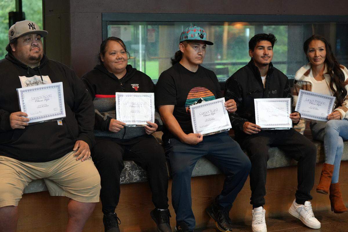 Six individuals were honored on Monday, September 30, 2024, at the Lummi Indian Business Council for being sober for more than a year. Several of the individuals were formerly unhoused.