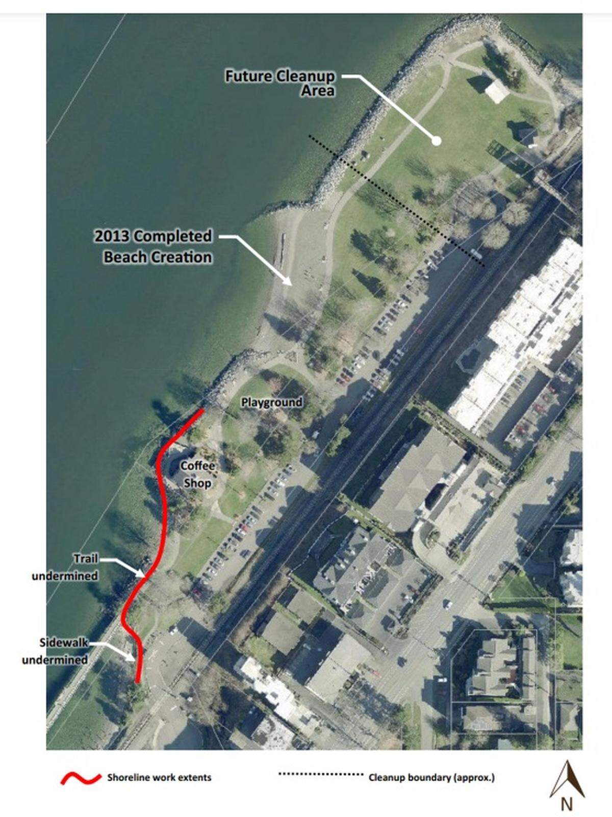 A map shows the location of a new beach that will be built at Boulevard Park.