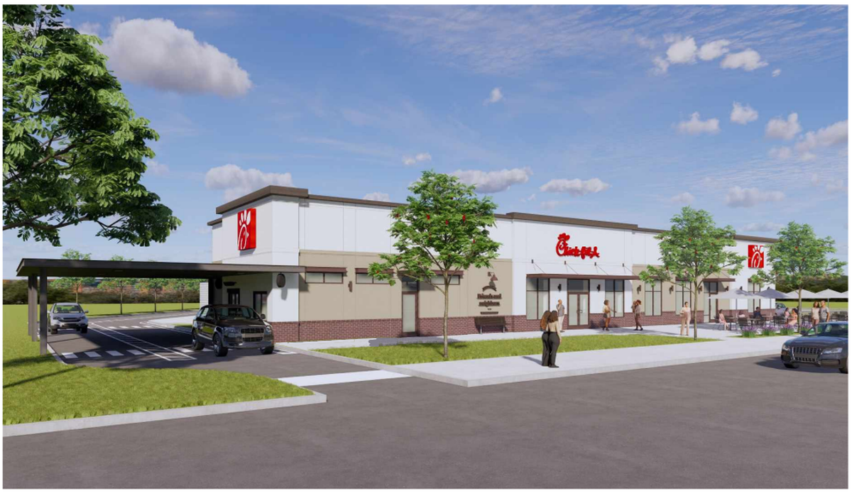 This illustration shows proposed plans for the new Chick-fil-A restaurant coming to 4030 Cordata Parkway in Bellingham, Wash.