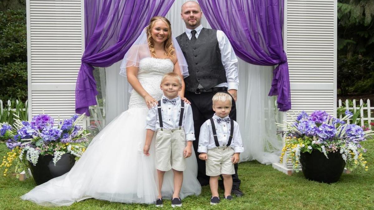 Dawna and Cade Hall’s marriage in Everson in July 2015 was scheduled so their sons, Paxten, left, and Treyton, could participate.
