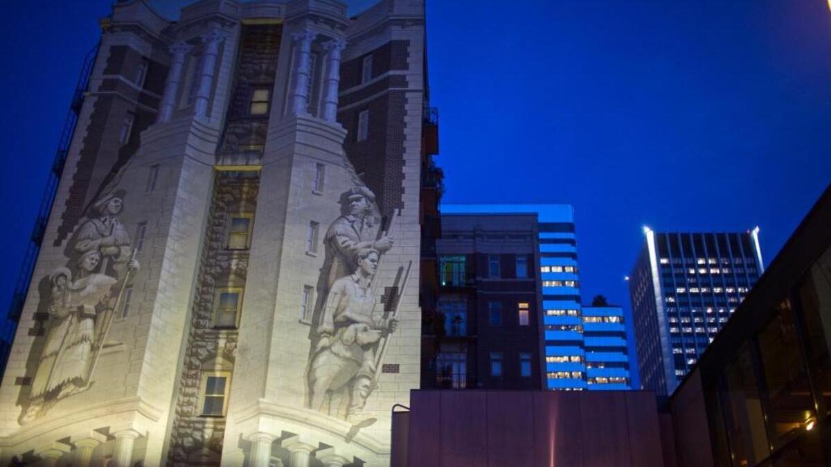 A mural by Richard Haas adorns the Oregon Historical Society exterior in Portland’s cultural district.