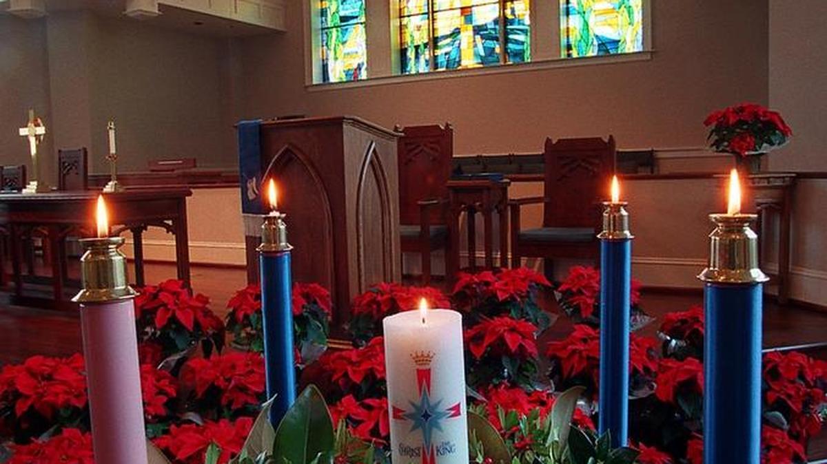 Lutherans use an advent wreath at Christmas, with the circular shape symbolizing eternal life and with candles that, when lit, represent the light of Jesus coming into the world.