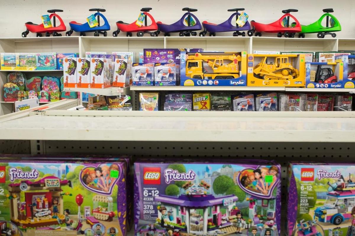 The toy department of Yeager’s Sporting Goods on Aug. 20, in Bellingham. Yearger’s Toyland went back to basics, offering classic toys that challenge young minds and remind parents and grandparents of the fun they had when they were kids.