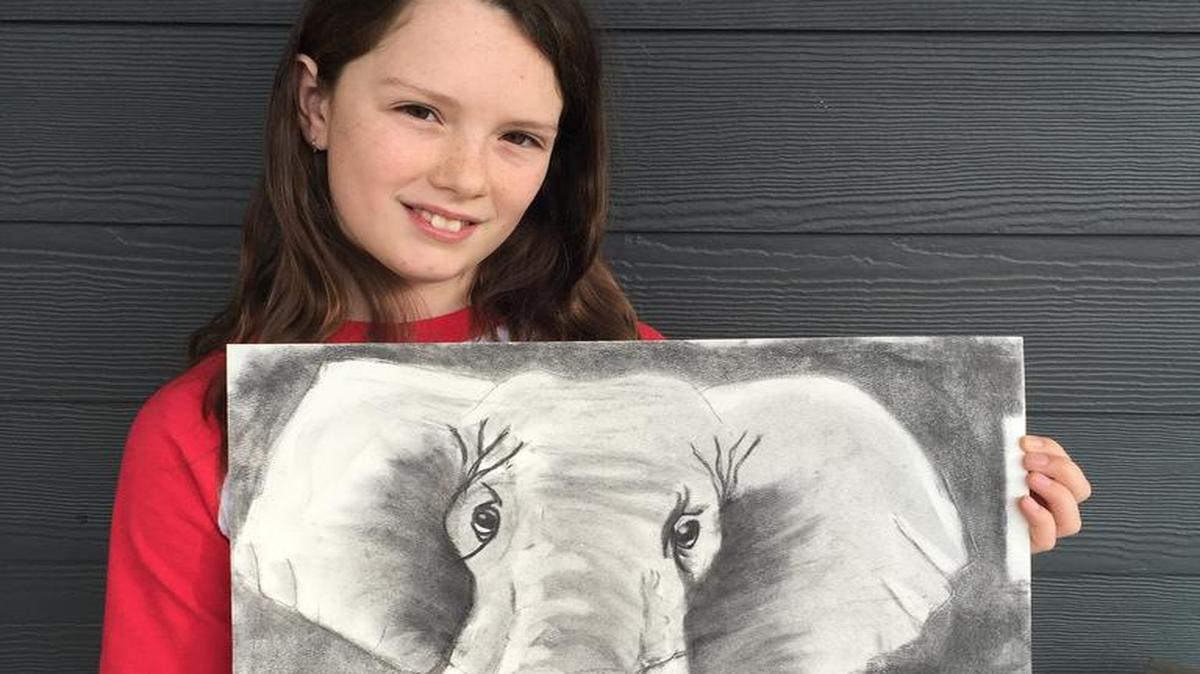 Pippa Johnson with her art work.