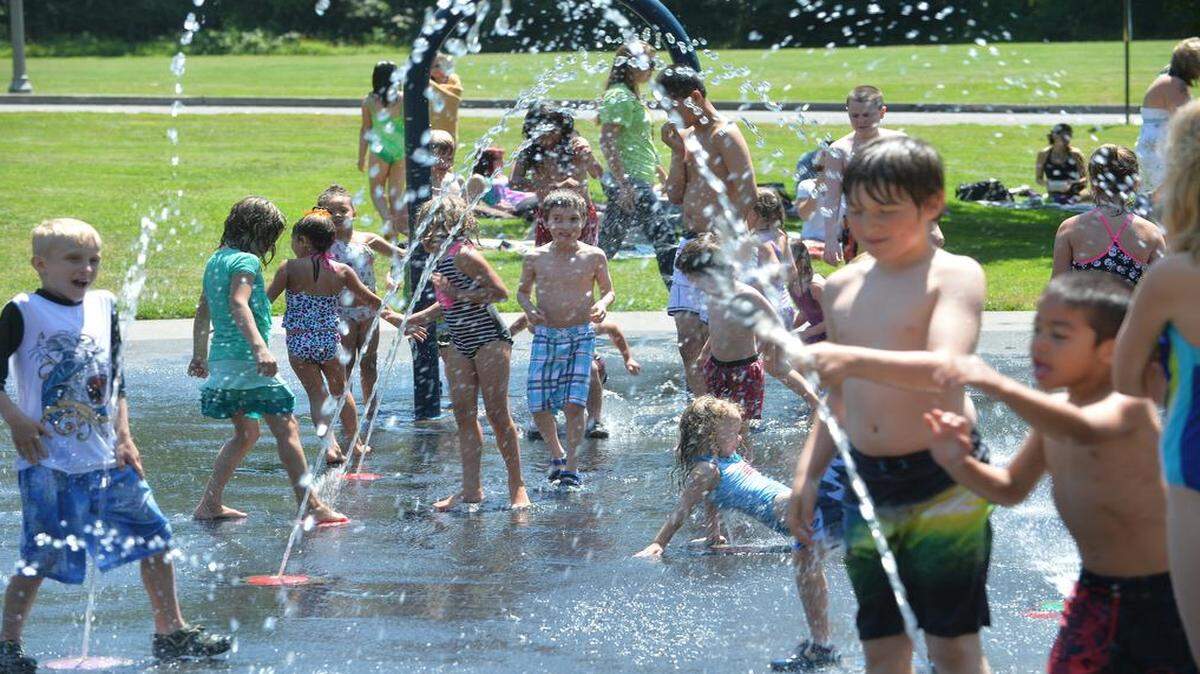 
Kids enjoy the spray park at Fairhaven Park in Bellingham in 2014. It operates 1-7 p.m. daily from mid-June through Labor Day. 
