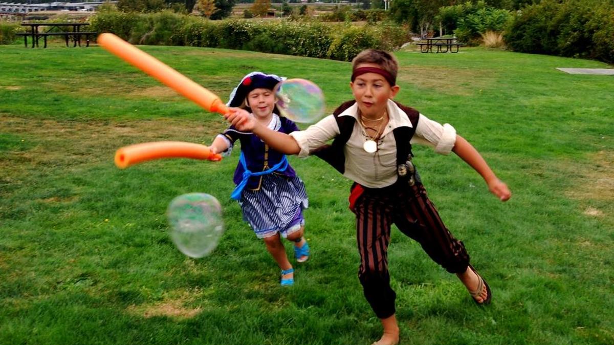 Children battle the bubbles at the “Pirate Daze” event held last August at Blaine’s Marine Park. The event is one of many events sponsored by the Blaine-Birch Bay Park and Recreation District.