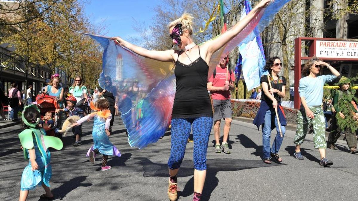 iMa banasky of Bellingham spreads her butterfly wings at the Procession of the Species Parade in 2013.