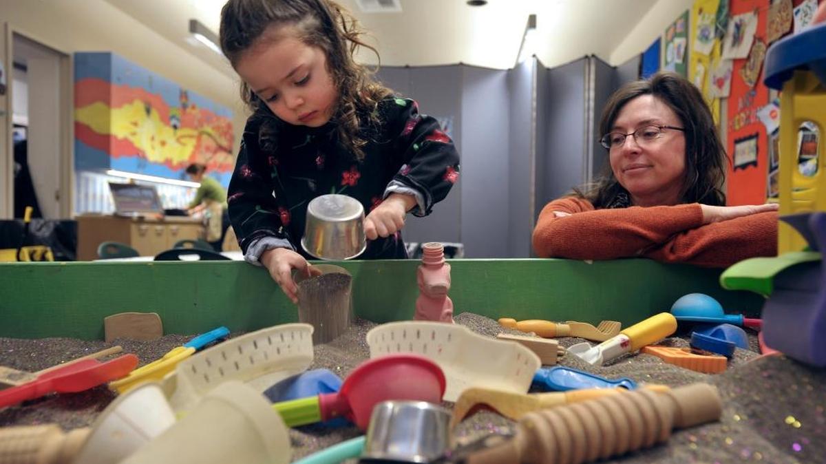 Elizabeth Page and daughter Virginia, then 3, play in a sandbox at the Family Interactive Gallery at Whatcom Museum’s Lightcatcher building in January 2013.