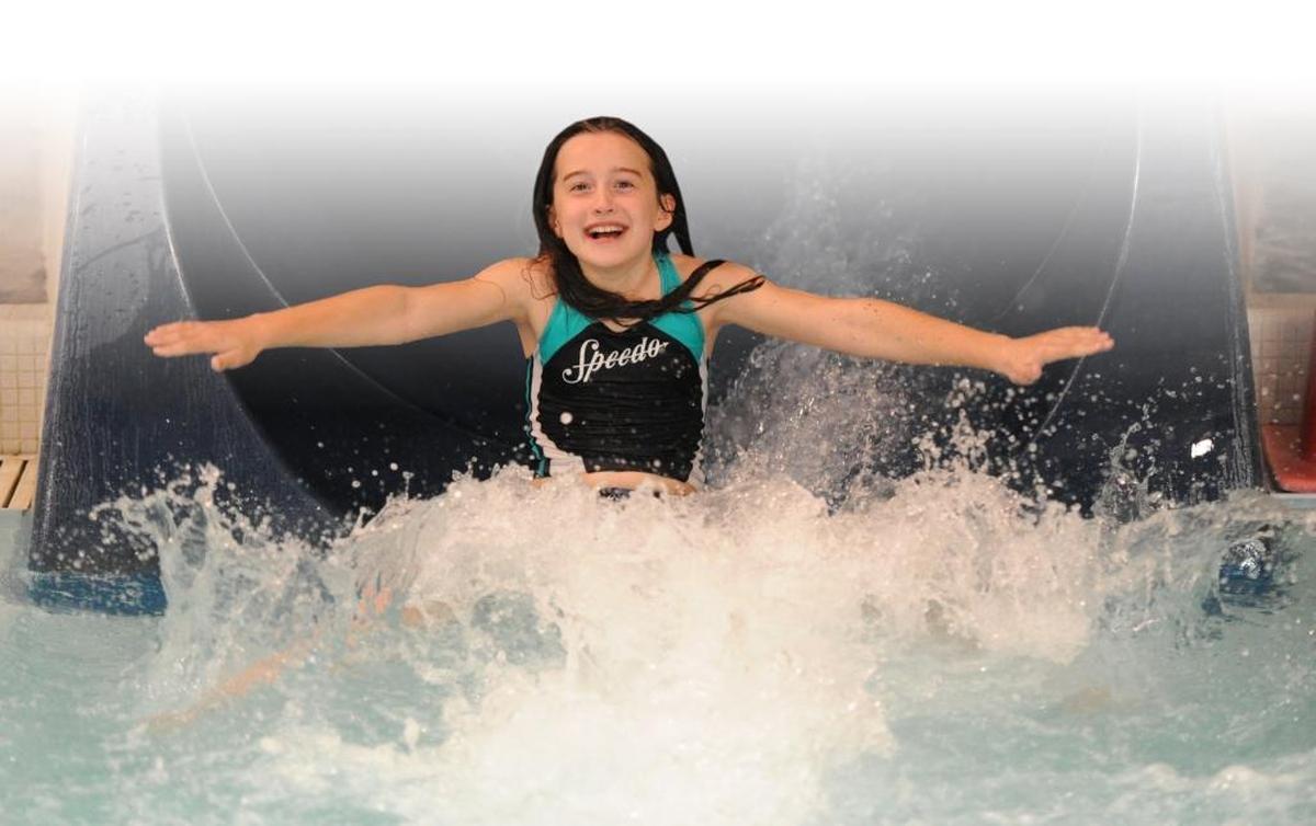Swimming at Arne Hanna Aquatic Center is a great winter activity for kids.