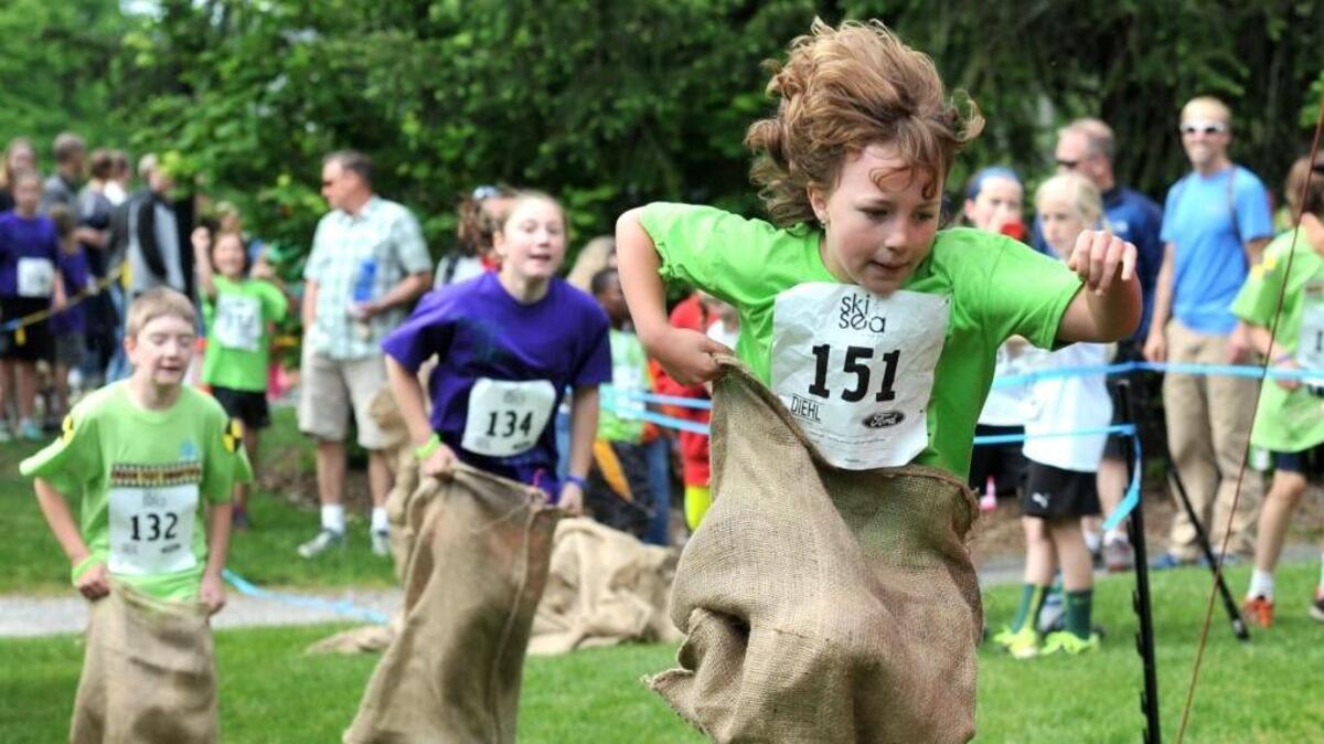 The 2014 Junior Ski to Sea Race featured a sack race. The 2018 Junior Ski to Sea Race will be held on May 19 at Zuanich Point Park, featuring running, Hula Hoop partner race, biking, soccer and an obstacle course.