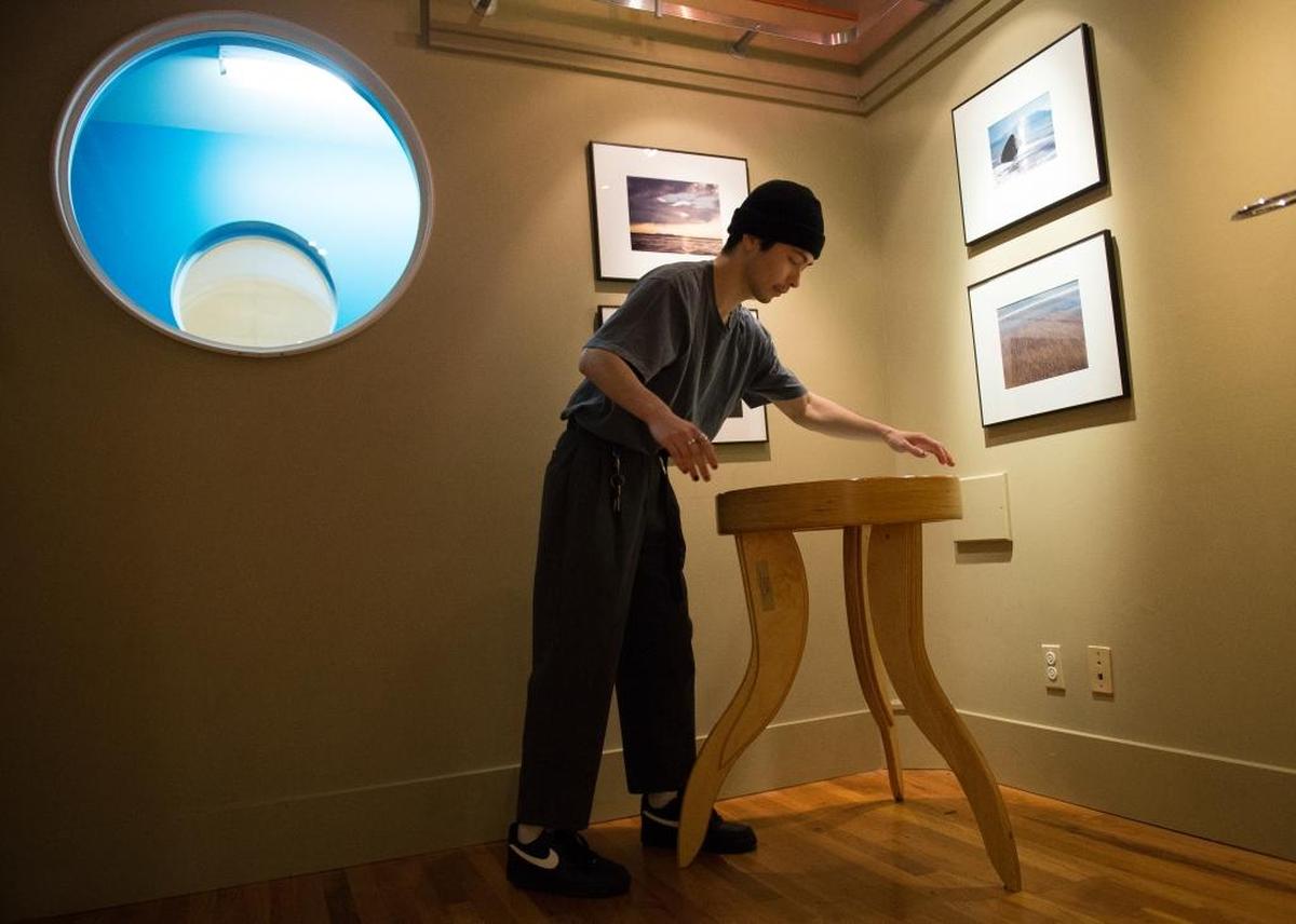 Senan Ohno explores exhibits at Mindport Exhibits Feb. 8 in Bellingham.