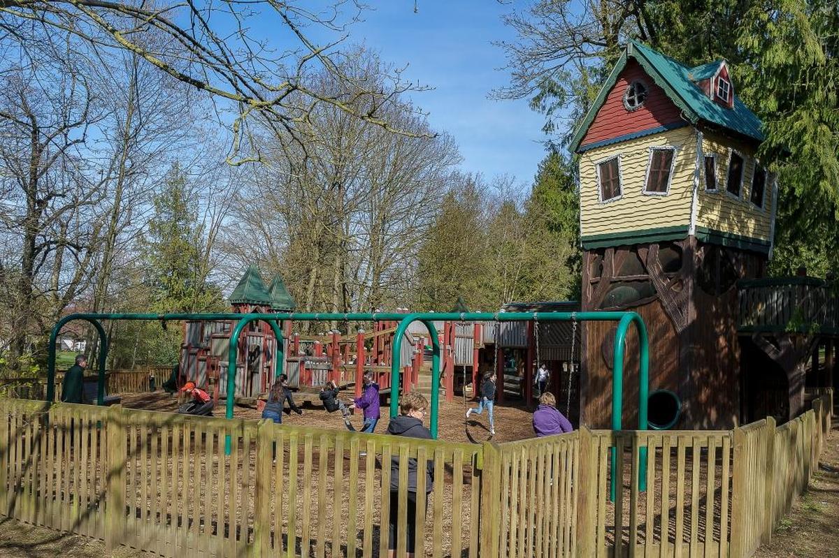 Children play at the Million Smiles Park at Lynden City Park.