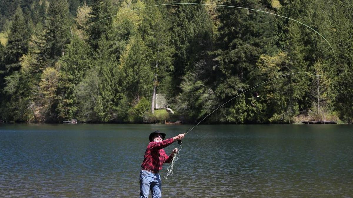 Traddus Suddarth of Blaine casts his line while fly fishing in 2013 at Silver Lake Park.