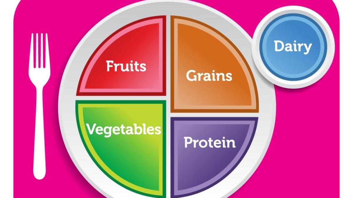 MyPlate.org suggests that half of our plate be covered with fruits and vegetables, with the other half filled with grains and smaller portions of protein and dairy.