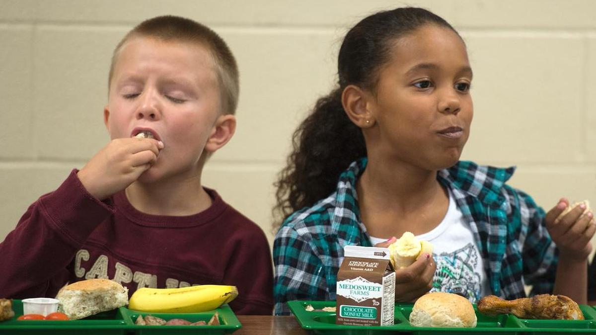 
Students enjoy lunch during Taste Washington Day at Sunnyland Elementary School in Bellingham in 2014. Their healthy meal was sourced from local producers.
