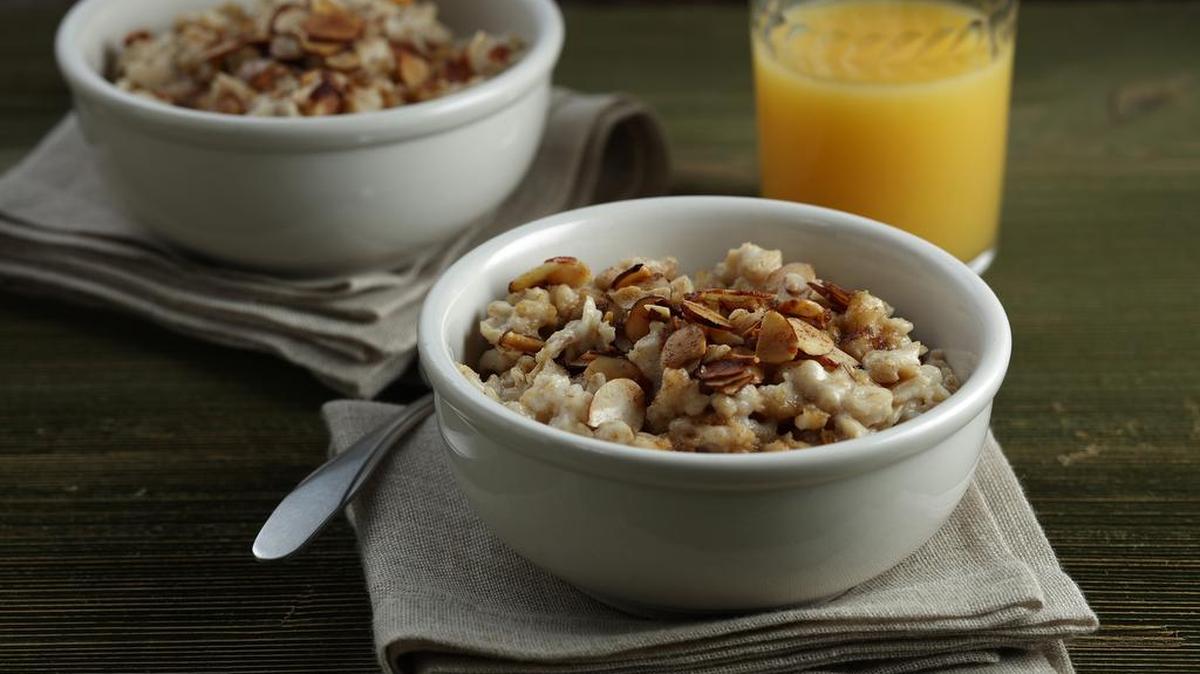 If American’s would eat more oatmeal for breakfast, like this with butter-toasted almonds, a hint of cinnamon and a little brown sugar, farmers would be more likely to plant the crop that assists with sustainable farming.