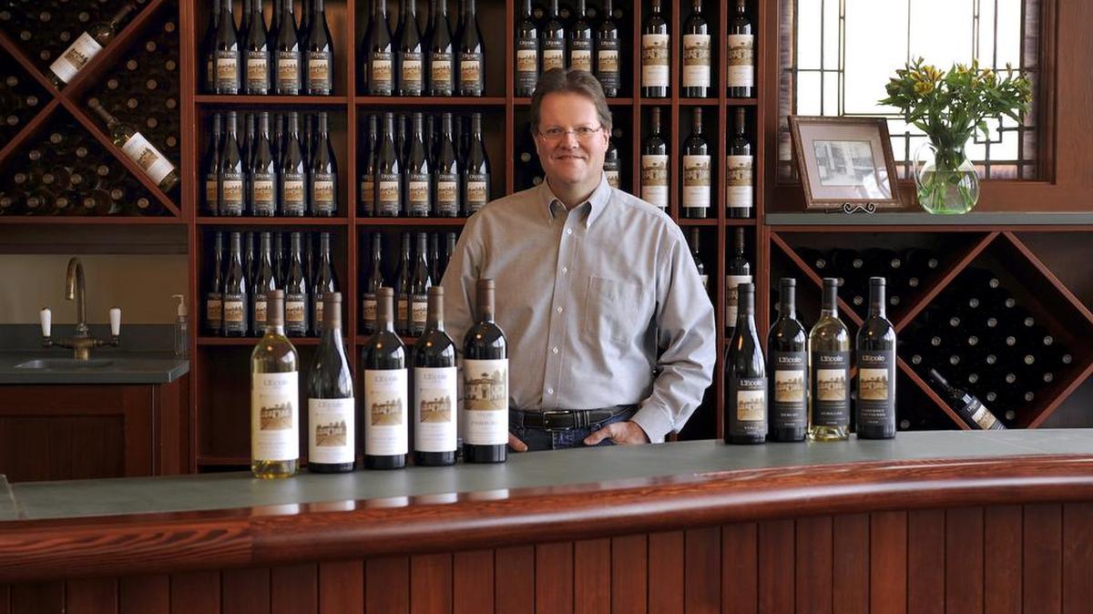 Marty Clubb, owner of L’Ecole No. 41 in the Walla Walla Valley, stands in the historic schoolhouse that serves as his iconic tasting room in Lowden.