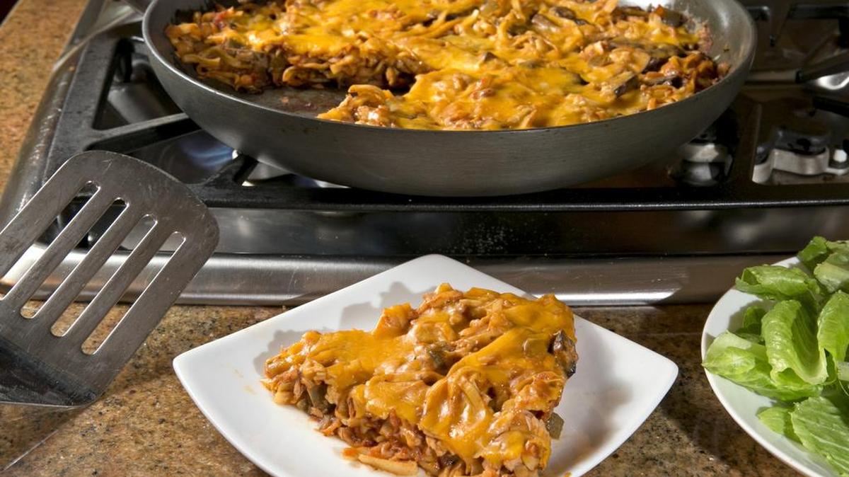 Tuna Skillet Pie is a one-dish meal that can be prepped and cooked in fewer than 30 minutes.