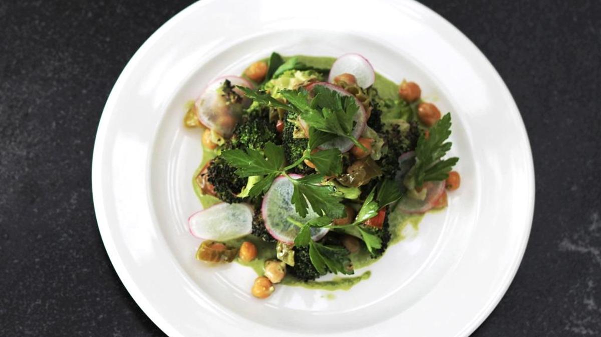 On the menu for dinner at The Whale Wins: A broccoli dish.