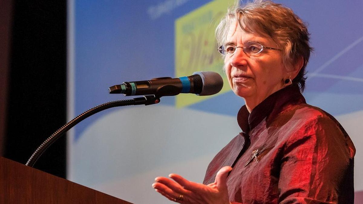 Marie Eaton, director of the Palliative Care Institute at Western Washington University, makes opening remarks during the “Ramp Up to National Healthcare Decisions Day,” March 16, 2016, at Bellingham Technical College.