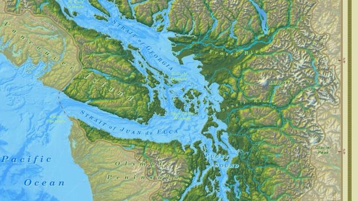 Salish Sea is the official, overarching name for the connected marine waters of Puget Sound, the Strait of Georgia and the Strait of Juan de Fuca.