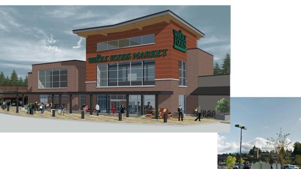 An art rendering depicts the new Bellingham Whole Foods. The extensively remodeled site at 1030 Lakeway Drive is scheduled to open in June 2016.