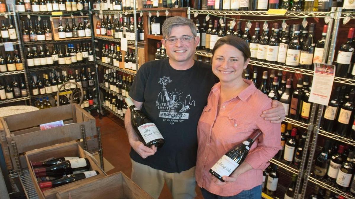 Old World Deli owners Christos and Anna Adams have built up a sizable and sophisticated selection of wines for sale at their downtown Bellingham deli.