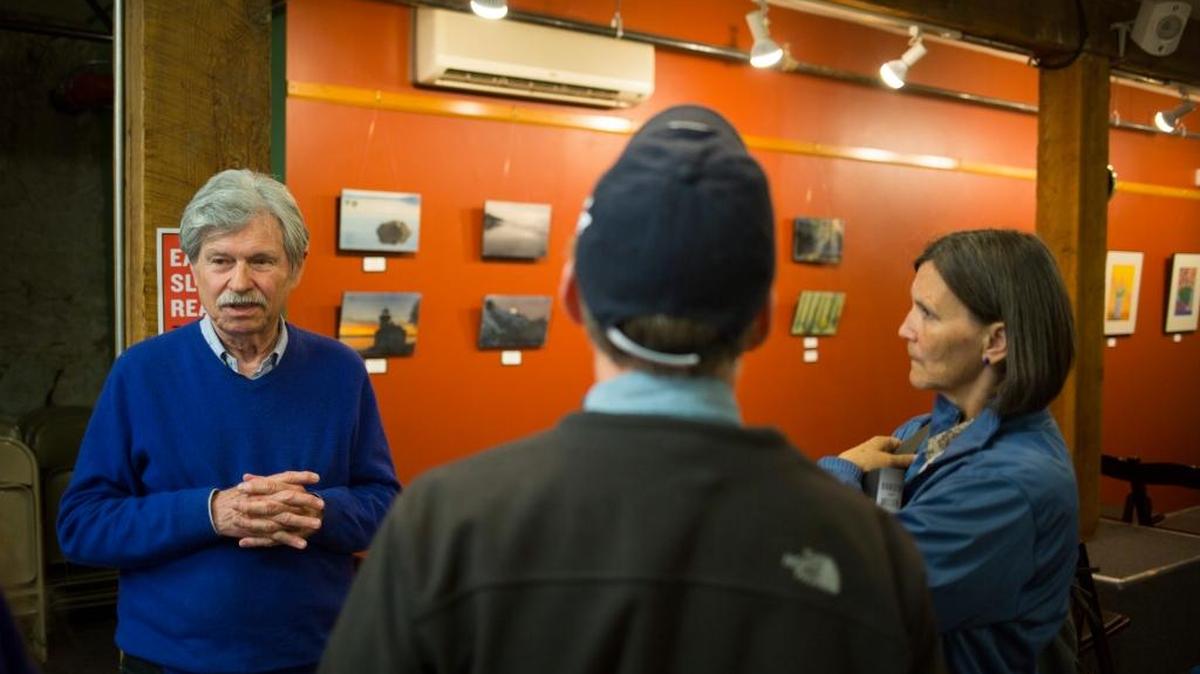 Blaine writer Ron Miller visits with people after his author reading at Village Books in Bellingham in May 2016. His and Canadian co-author James Bawden’s new book is “Conversations with Classic Film Stars: Interviews from Hollywood’s Golden Era.”