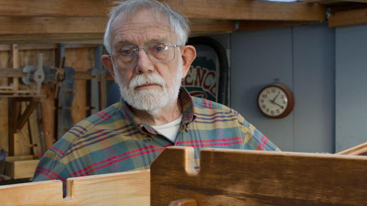 Jack McKee of Bellingham used recycled wood to make a set builder boards in his shop in Bellingham. He is the author of two successful self-published books, “Woodshop for Kids” and “Builder Boards.”