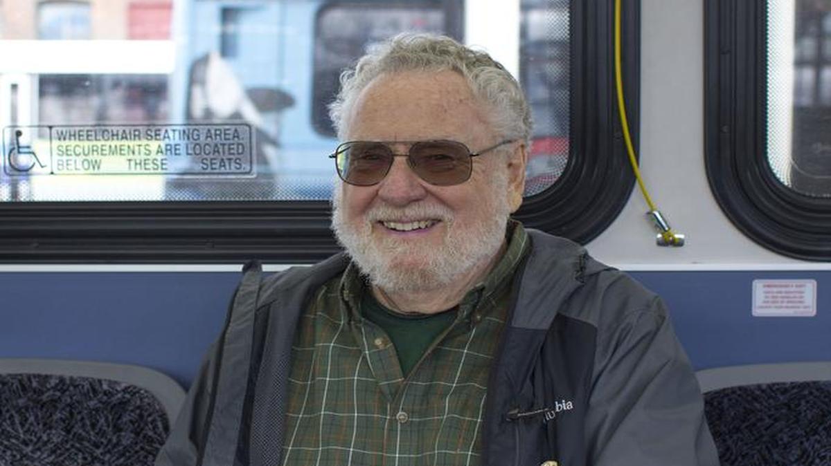 Bob Hendricks, shown February 2016 on the 331 Cordata/WCC bus, uses his Gold Card, available for those 75 and older, to ride the bus for free. He is a member of WTA’s citizen advisory panel.