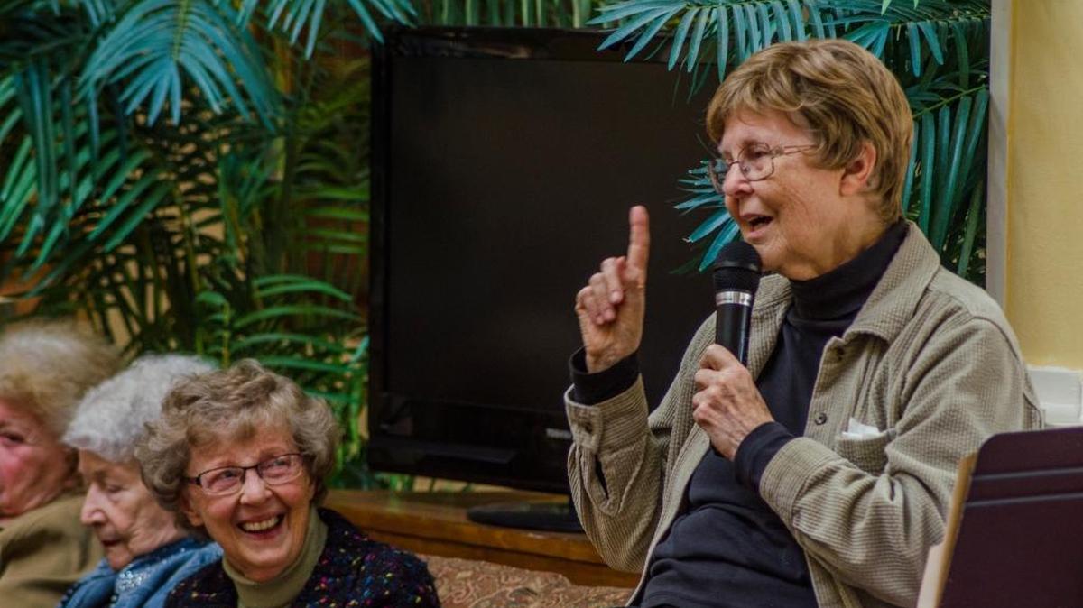 Edna Wade talks about her new book, “Praise Names of Reuling: a Zulu Song,” on Jan. 21, 2016, at Parkway Chateau in Bellingham, where she lives. The book, based on letters written by her missionary parents, details their life and her childhood in South Africa from 1927 to 1941.