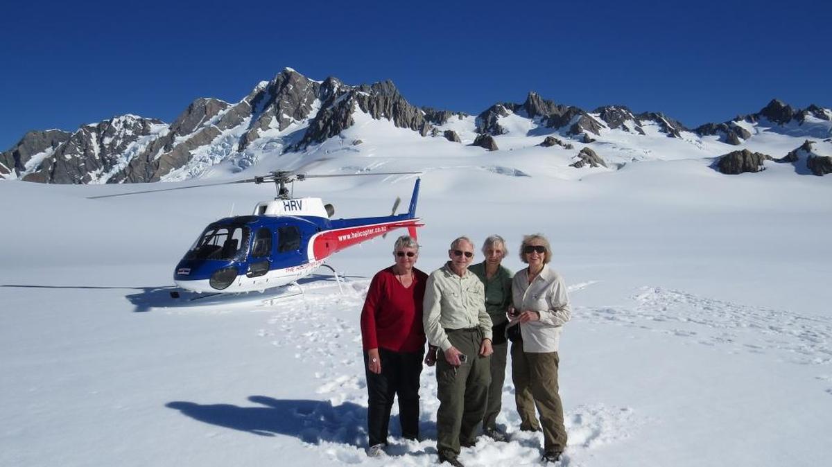 Western Washington University Retirement Association members Margaret Loudon, left, John Woll, Margaret Woll, and Mary Jo Lewis, visited Franz Josef Glacier in New Zealand in February 2015. The association doesn’t officially organize trips, but does alert members to travel opportunities, and encourages them to present show-and-tell programs about their experiences.