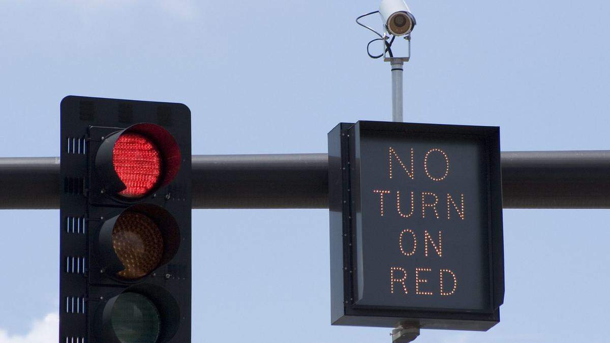 A red traffic light.