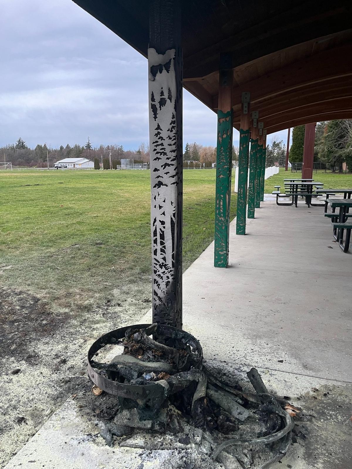 Whatcom County authorities are investigating a fire at a Ferndale park that left a shelter badly burned.