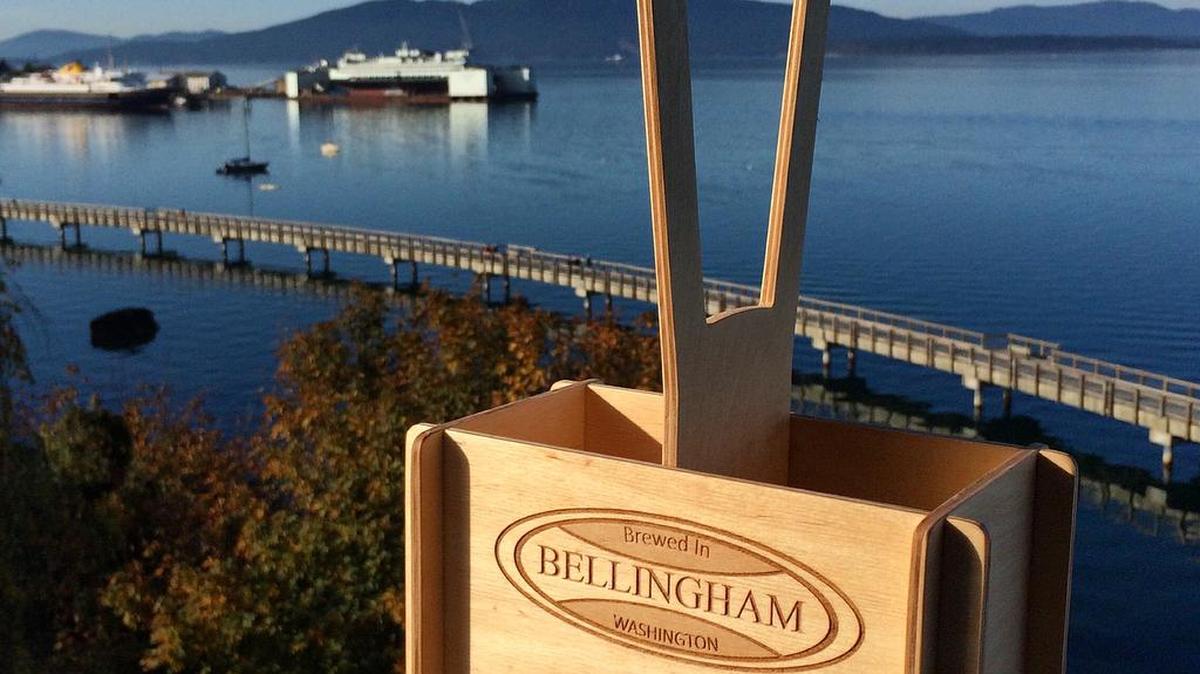 Mary Jothen and Tom Scanlan of Bellingham own M.T. Totes, which creates sustainable wooden beverage totes that go together without nails or glue.