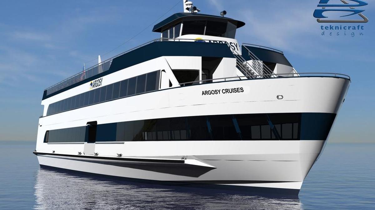 A rendering of a new boat that will be built for Argosy Cruises of Seattle by Bellingham’s All American Marine. The 125-foot, three-deck vessel will be built in All American Marine’s new waterfront facility, currently under construction on Hilton Avenue. The vessel is expected to be completed by October 2017.