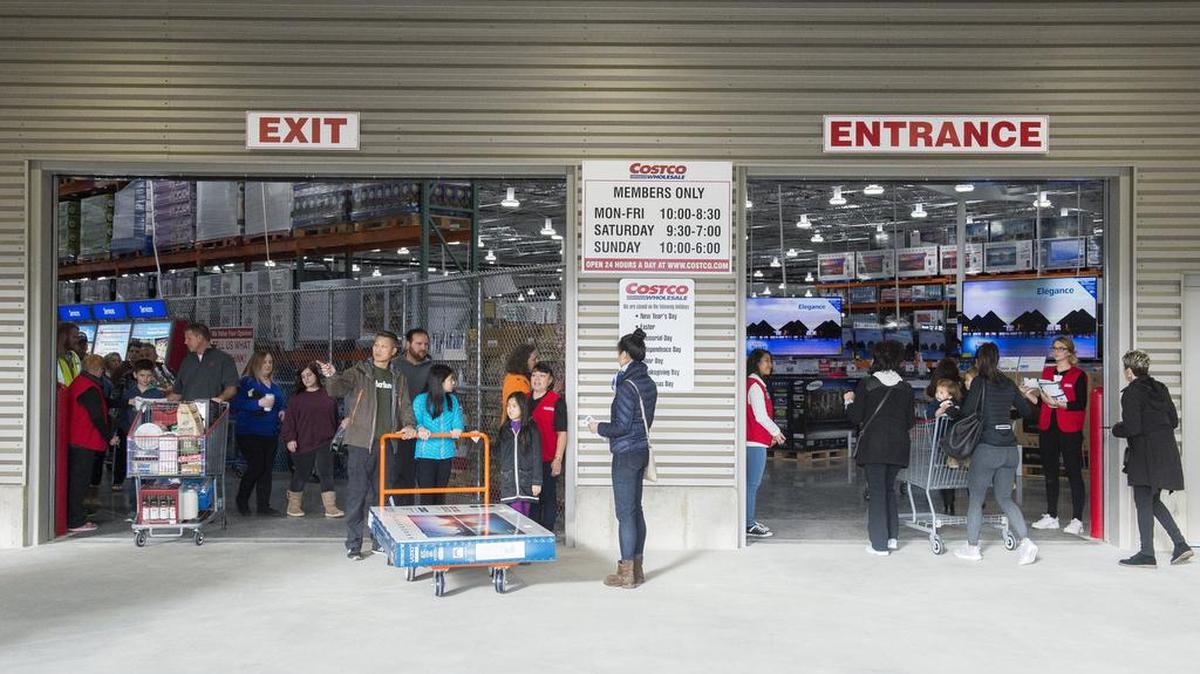 Customers come and go from the new Costco on West Bakerview Road during the grand opening on Saturday, Nov. 19, in Bellingham.