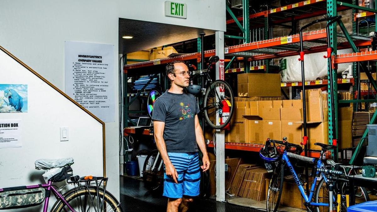 Dan Goldwater, the founder of Monkeylectric, said he wowed crowds when he first attached kaleidoscopic LED lights to the spokes of his bicycle at the Burning Man festival; now aimed at the safety-conscious as well, his decade-old product is doing $1 million in annual sales.