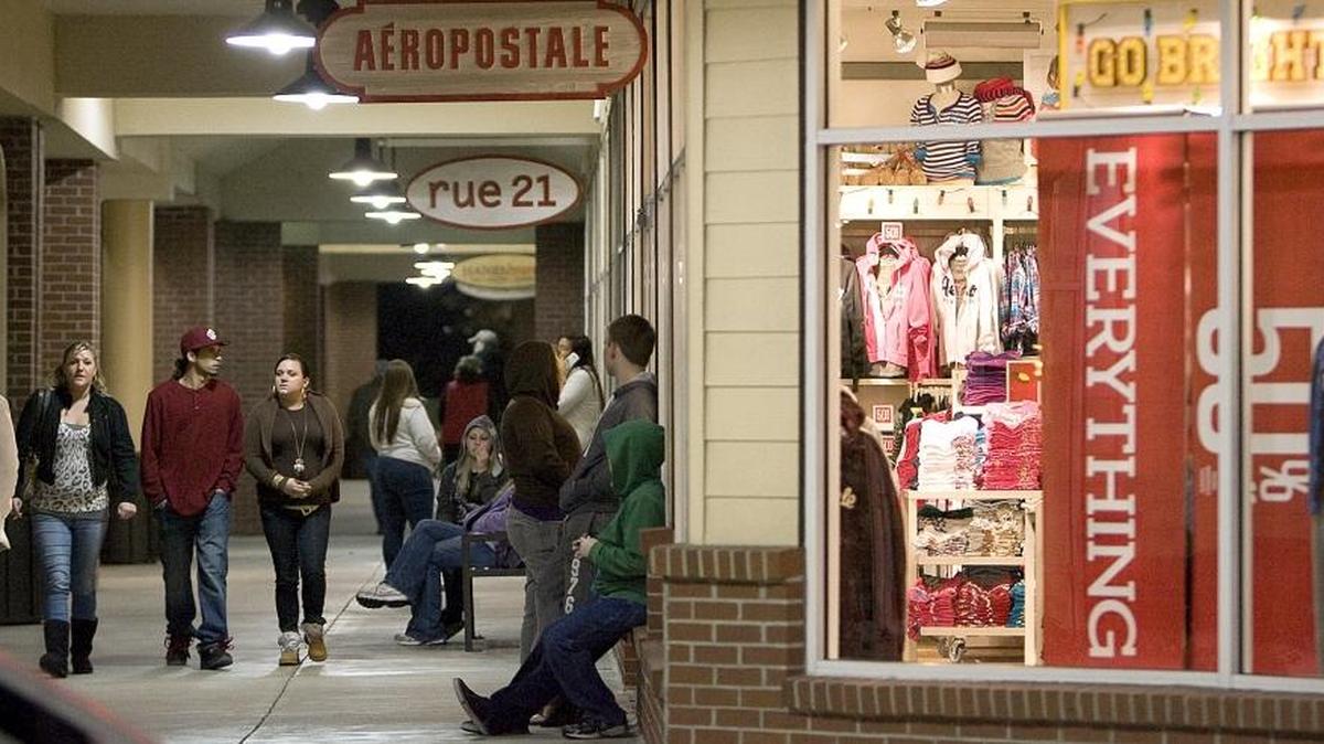 Shoppers form a line in front of Aeropostale and Rue 21 at Tanger Outlets in South Carolina before Black Friday in 2011. Aeropostale filed for Chapter 11 bankruptcy on Wednesday, May 4, 2016, and is closing stores including the one in Bellingham, Wash.